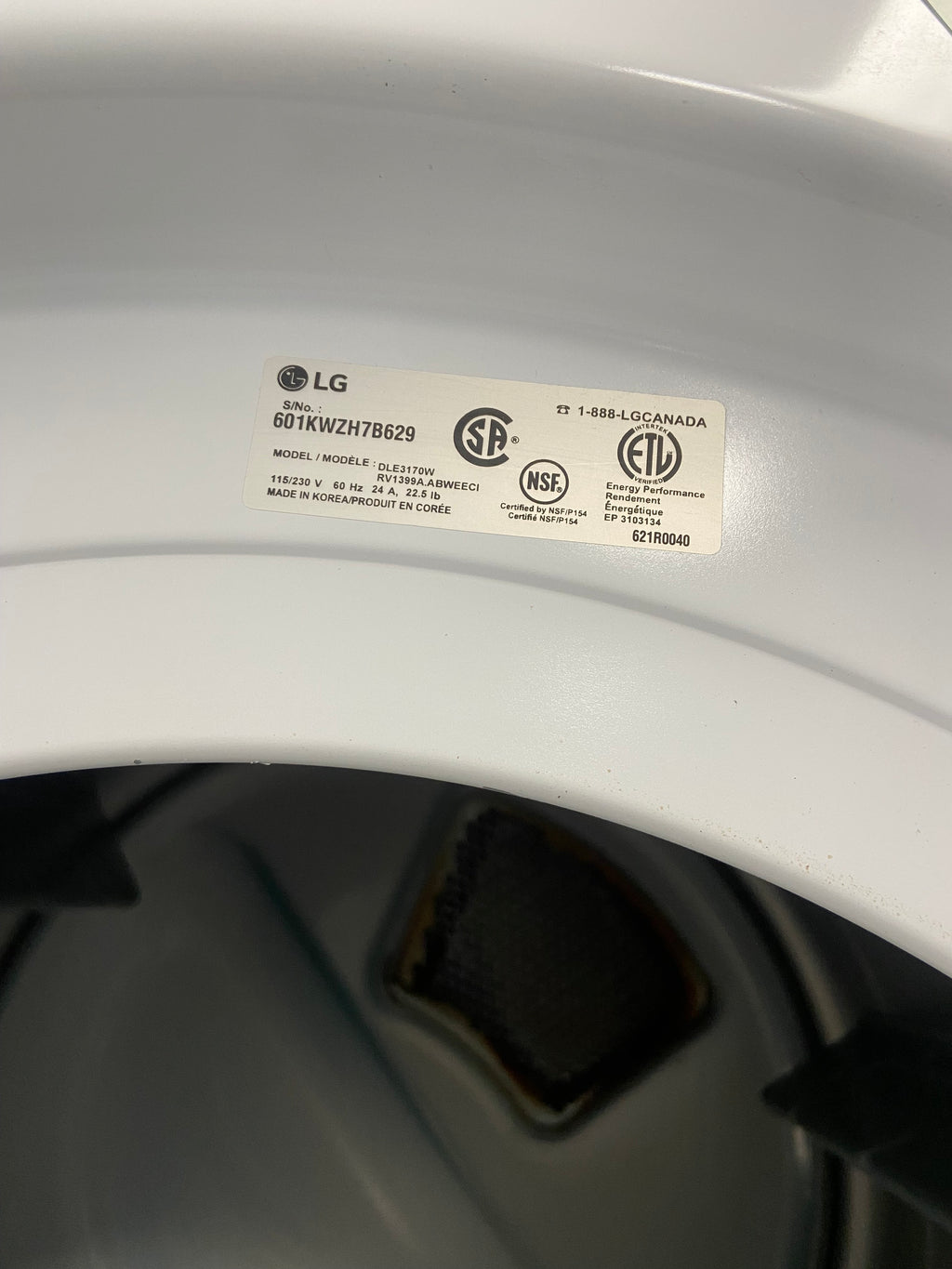 LG WM3170CW Front Load Washer, 1,300 RPM Washer Spin Speed, 9 Wash Cycles, 7 Temperature Settings, White colour, LG DLE3170W Dryer, Vented, 8 Dry Cycles