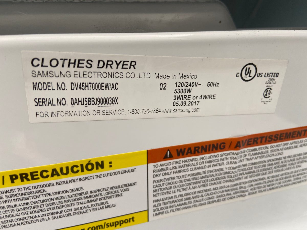 Samsung white dryer, sensor dry, manual dry, “Refurbished”, 3 Months Warranty.