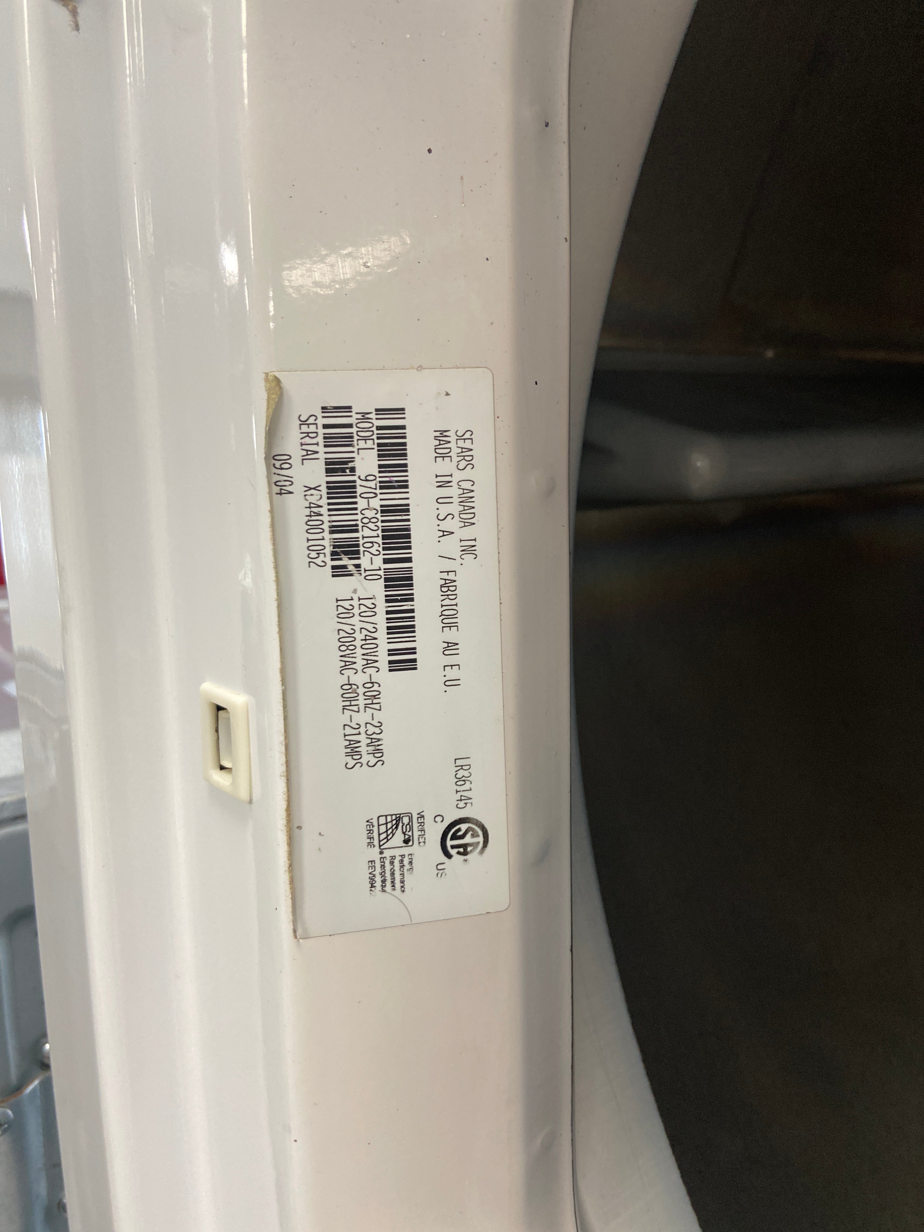 Kenmore Electric Dryer - White (970-C82162-10)