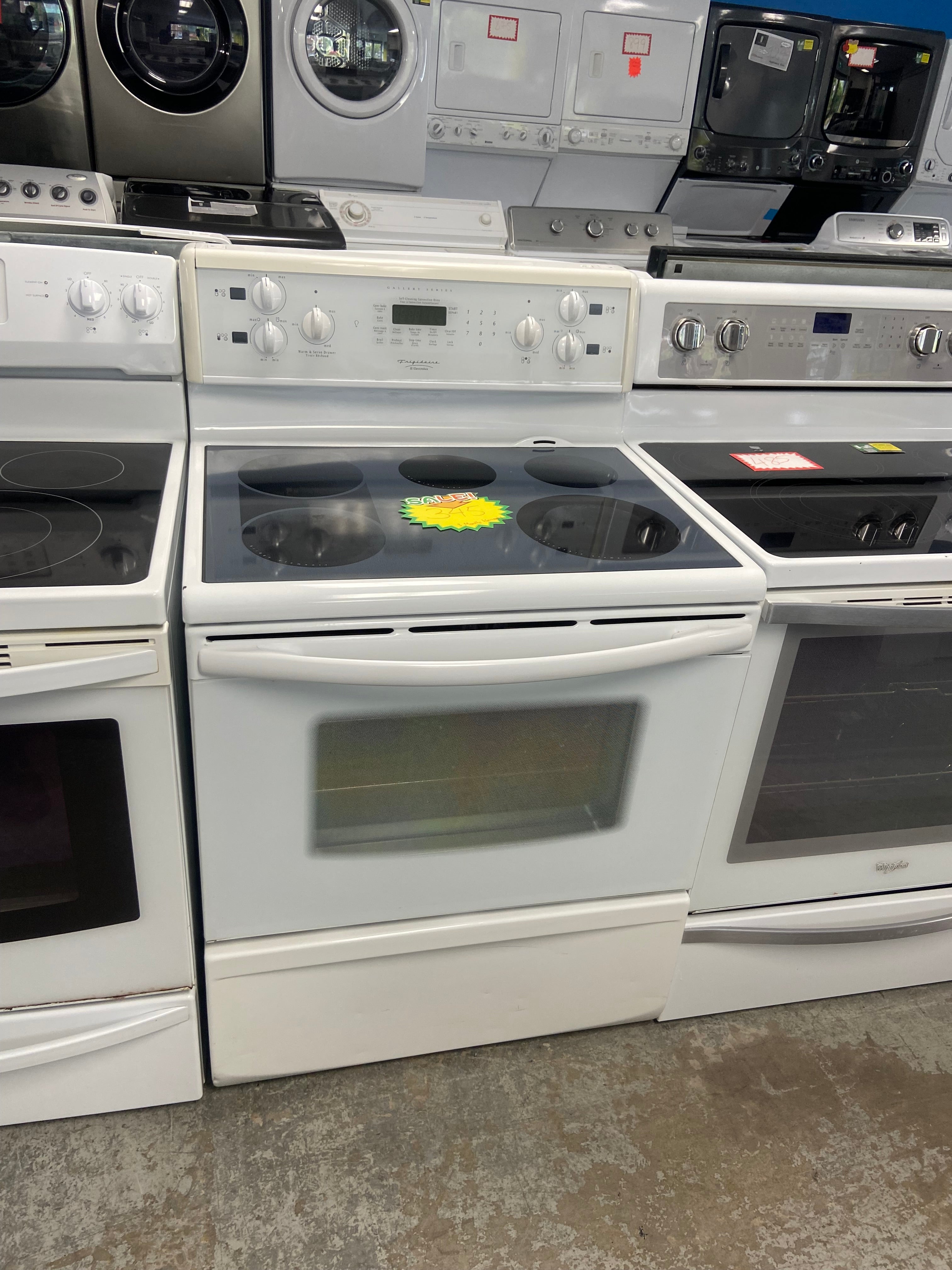 White 30” Frigidaire PGLEF388CS1 Glass Top Stove "Refurbished"