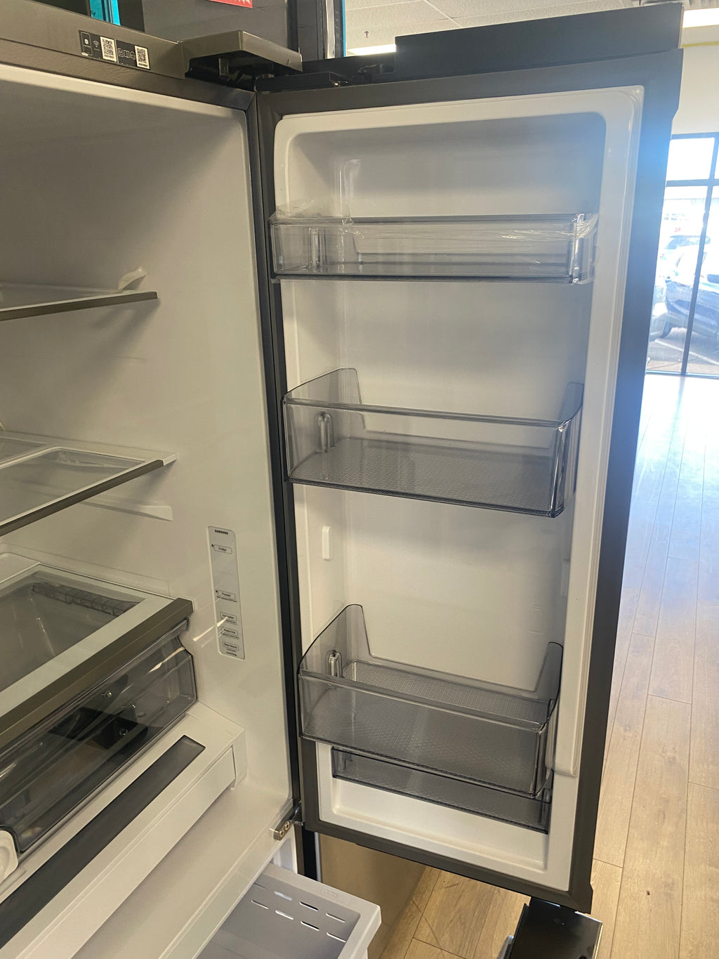 French door Counter depth 36” Samsung Stainless Fridge with water and ice dispenser “scratch and dent”