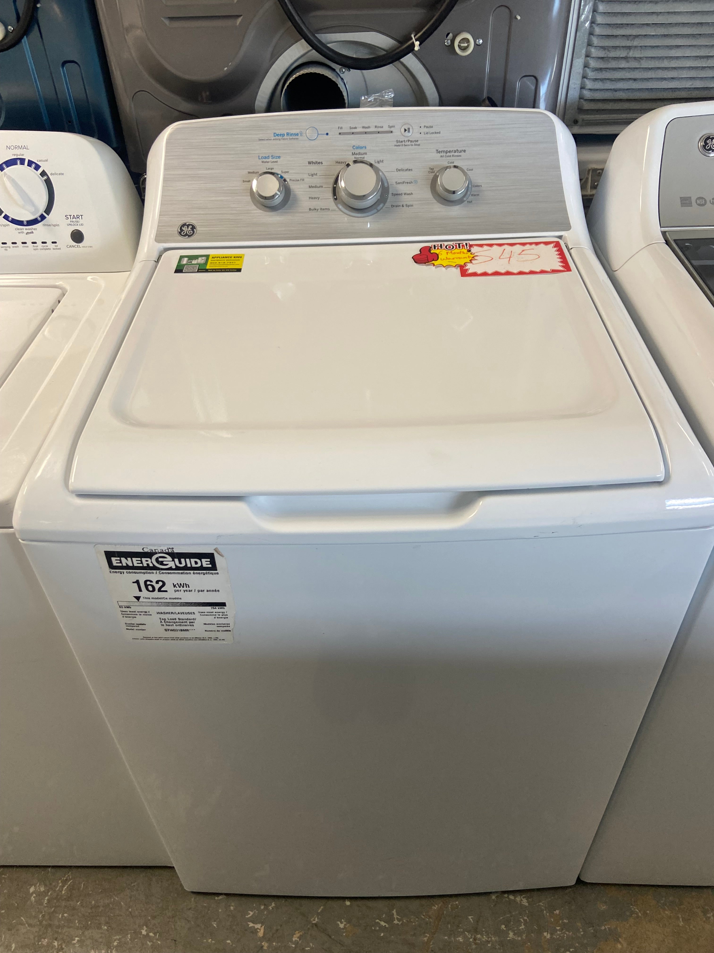 White 27” GE GTW331BMROWS Top Load Washer (Refurbished)