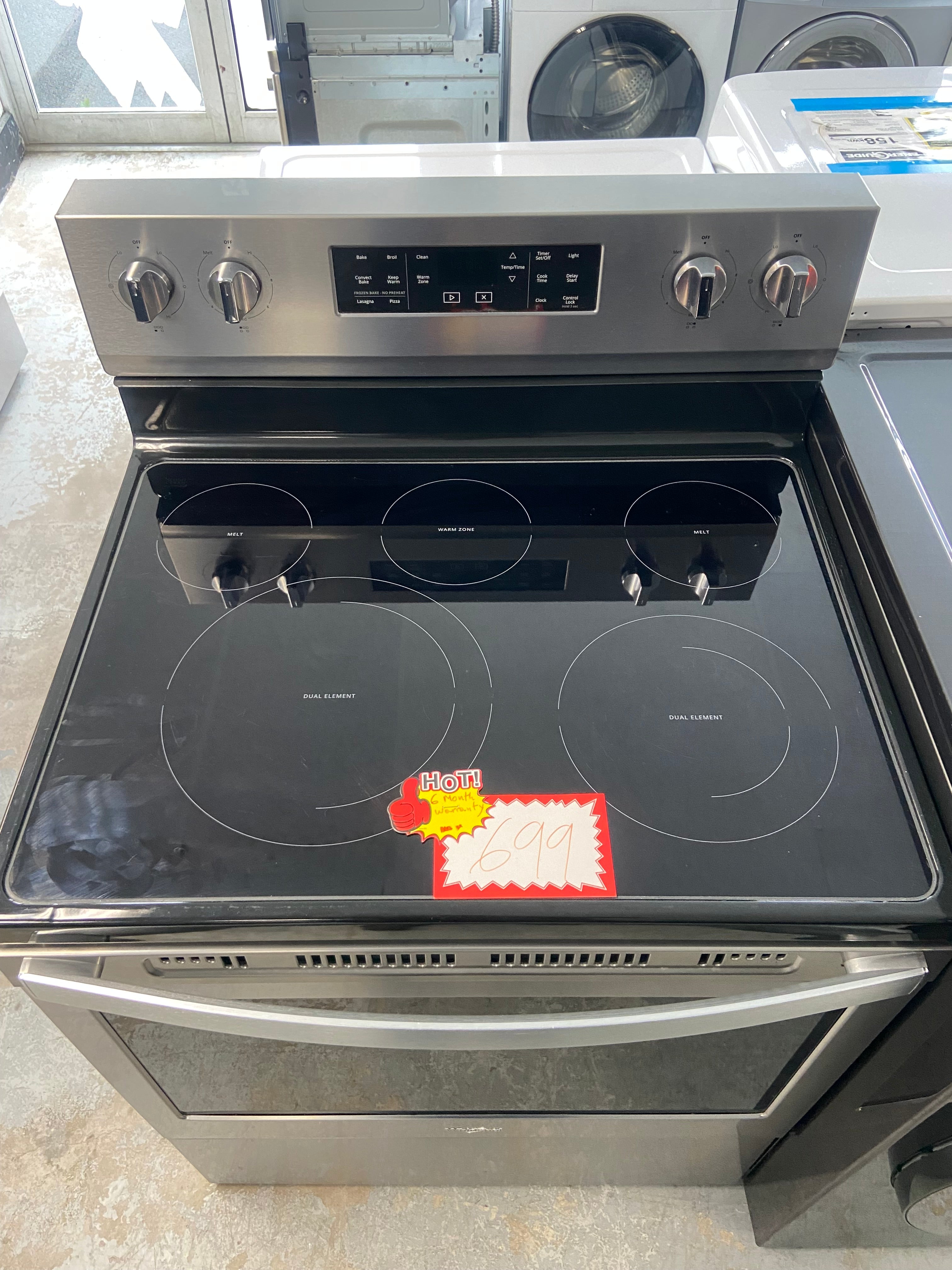 Stainless 30” Whirlpool YWFE550S0HZ1 Glass Top Stove (Refurbished)