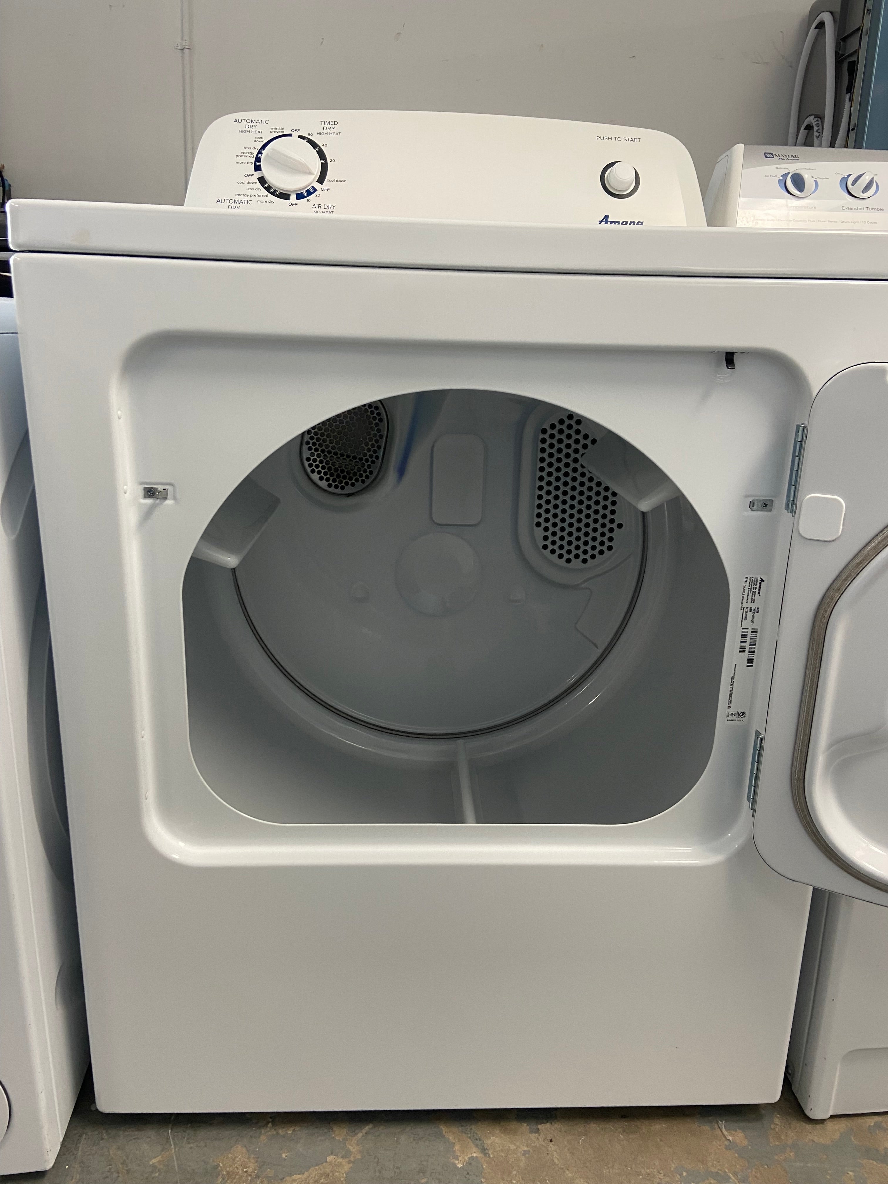 Amana YNED4655EW1 Electric Dryer, 6.5 cu. ft. Dryer Capacity, 11 Dry Cycles, 3 Temperature Settings, Vented, White colour