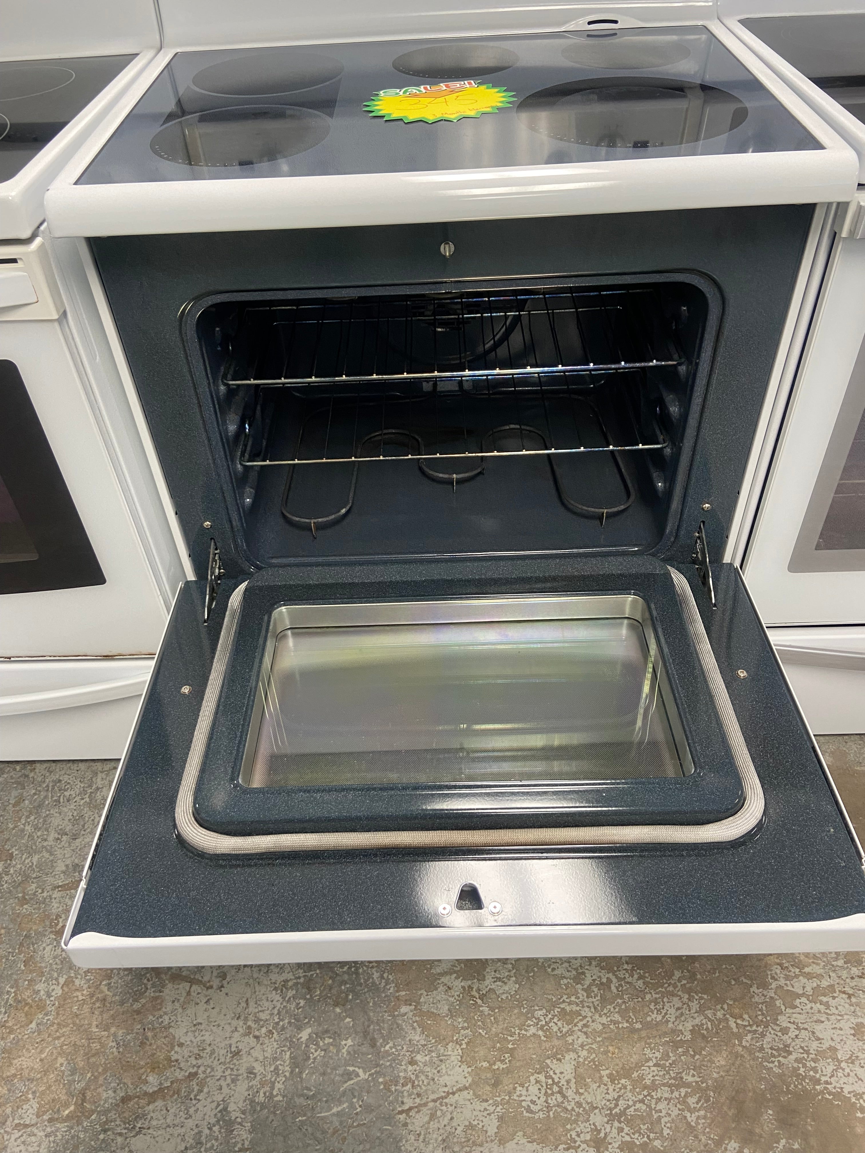 White 30” Frigidaire PGLEF388CS1 Glass Top Stove "Refurbished"