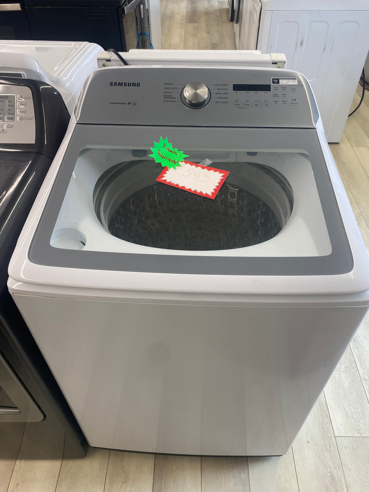 27” Samsung washing machine, white, large capacity, "Refurbished"