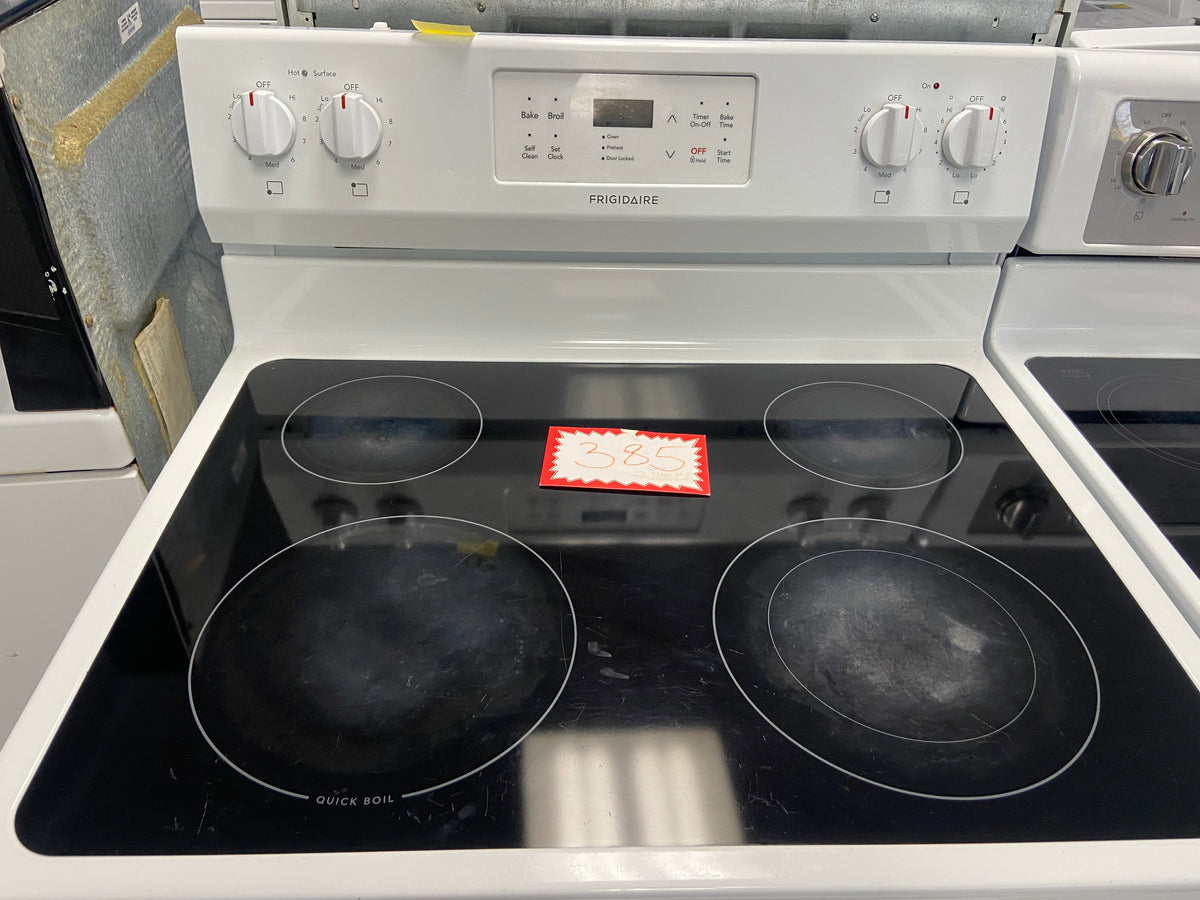White 30” Frigidaire CFEF3055TWD Glass Top Stove